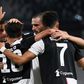 Juventus forward Cristiano Ronaldo celebrates with teammates after scoring a goal against Lazio in Turin.
