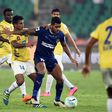 Mehtab Hossain (number 14)in action an Indian Super League match