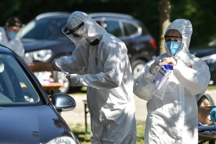 Coronavirus testing in the German municipality of Mamming, where an outbreak saw 174 seasonal workers test positive