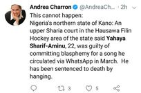 22-year-old singer sentenced to death by hanging for blaspheming against Prophet Muhammad