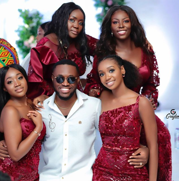 Kennedy Asante Osei with some of the bridesmaids