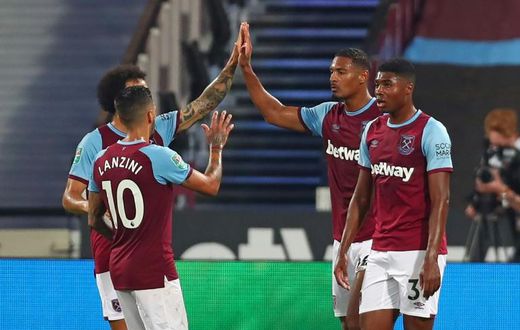 West Ham striker Sebastien Haller (2nd R) saw off Charlton in the League Cup