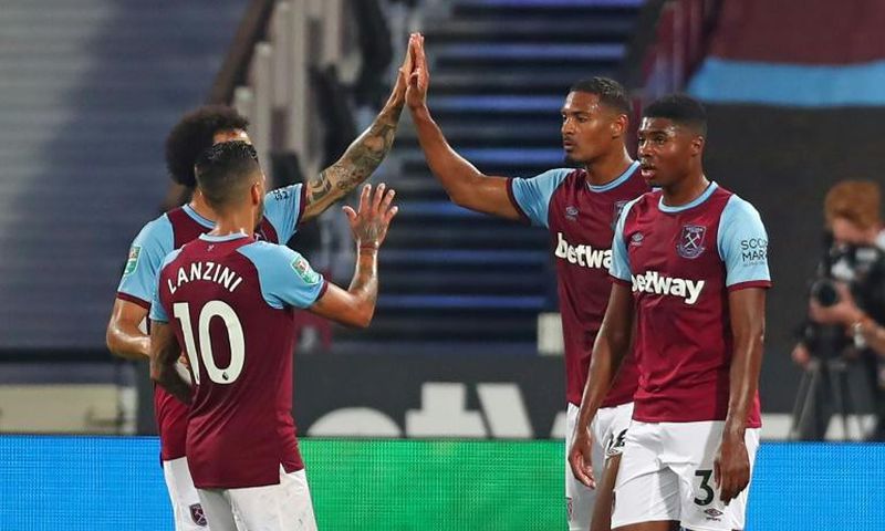 West Ham striker Sebastien Haller (2nd R) saw off Charlton in the League Cup