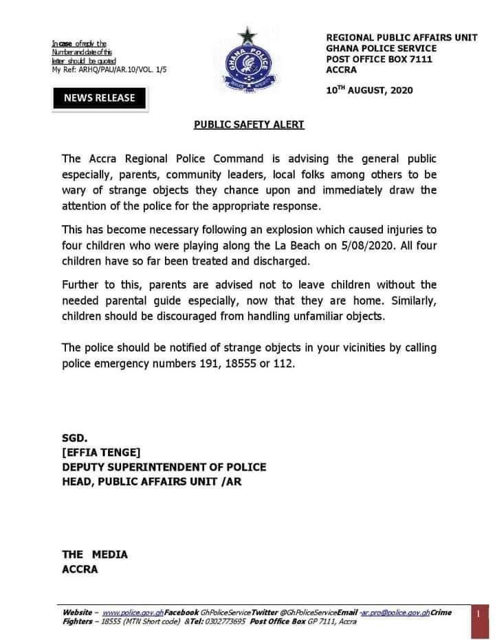Statement from Ghana Police Service