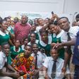 John Mahama with health workers