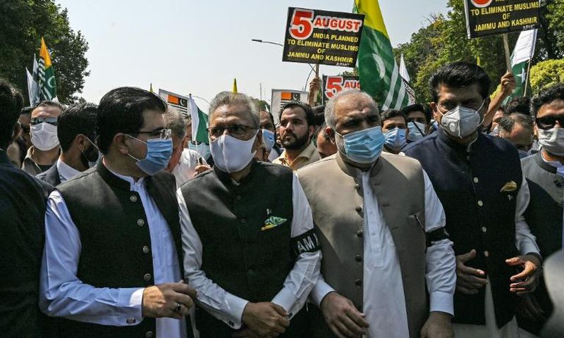 Pakistani President Arif Alvi led a rally in solidarity with the people of Indian-administered Kashmir in Islamabad