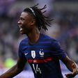 Eduardo Camavinga celebrates his first goal for France