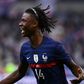 Eduardo Camavinga celebrates his first goal for France