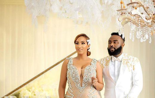 Juliet Ibrahim in wedding gown with mystery man