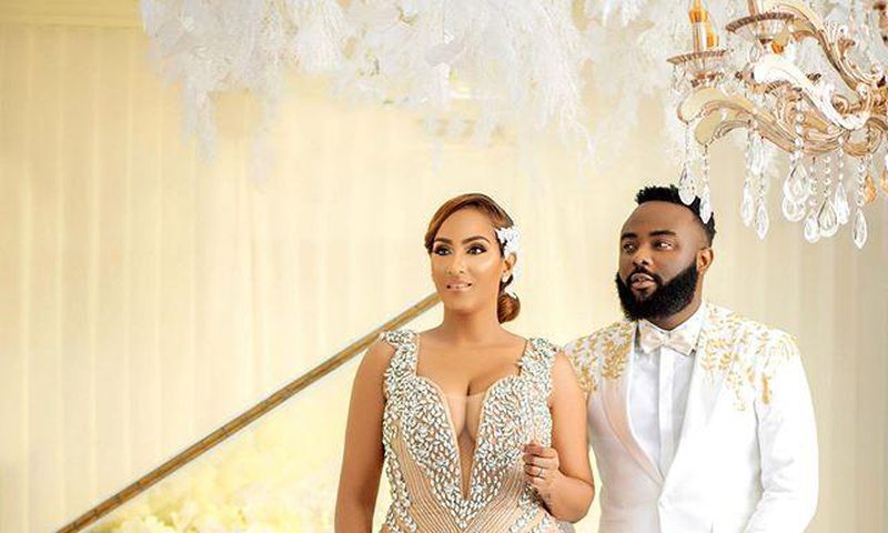 Juliet Ibrahim in wedding gown with mystery man