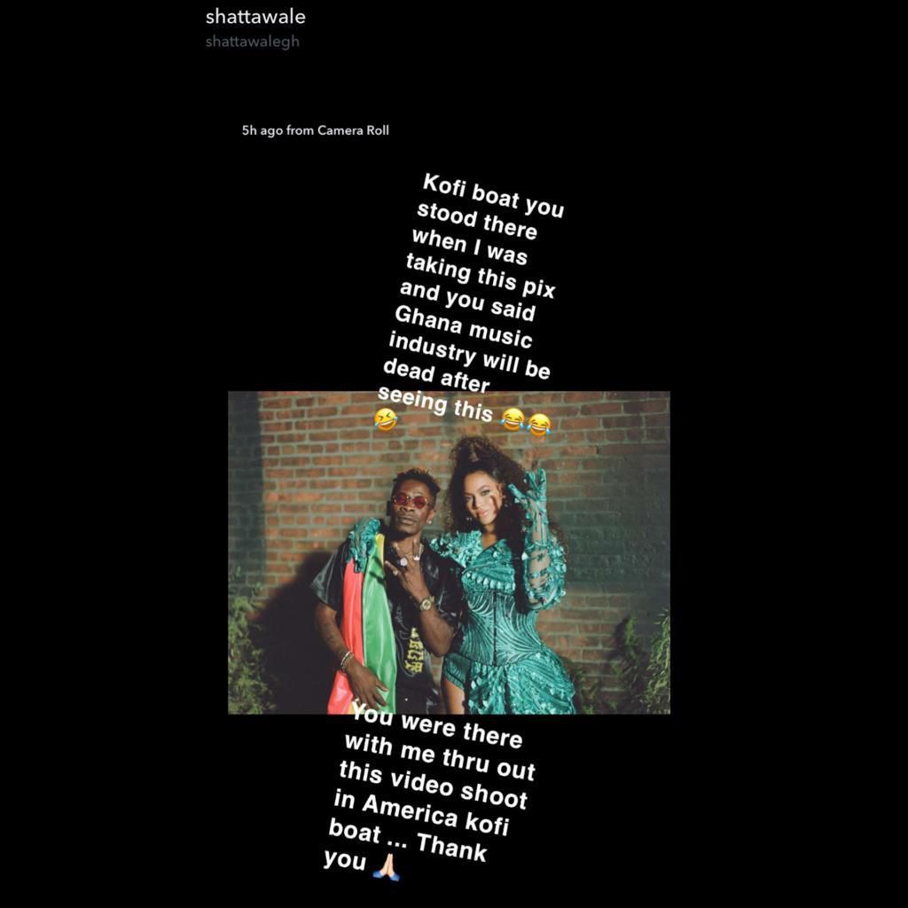 Shatta Wale reveals he met Beyonce in America to shoot 'Already' music vidoe