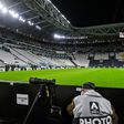 Juventus stadium in Turin, prior to the Italian Serie A football match against Napoli, still scheduled despite the southerners remaining in Naples.