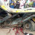 A picture of the 20-feet  container, involved in an accident which claimed two lives in  Lagos on Sunday.  [NAN]