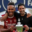 Arsenal striker Pierre-Emerick Aubameyang and boss Mikel Arteta