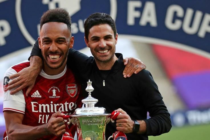 Arsenal striker Pierre-Emerick Aubameyang and boss Mikel Arteta