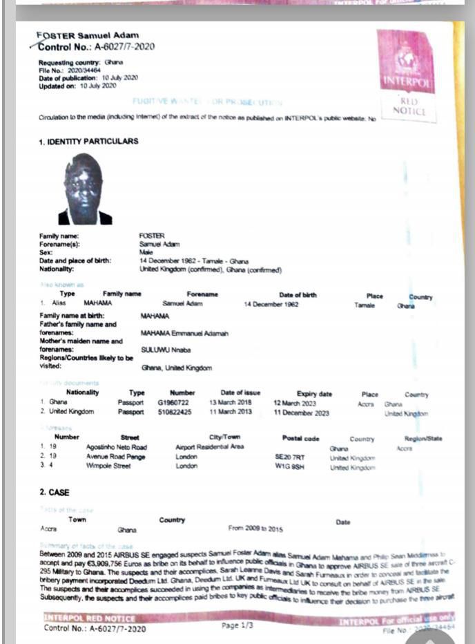 Interpol issues arrest for Samuel Adam Mahama over Airbus scandal