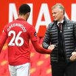 Manchester United manager Ole Gunnar Solskjaer (right) and forward Mason Greenwood