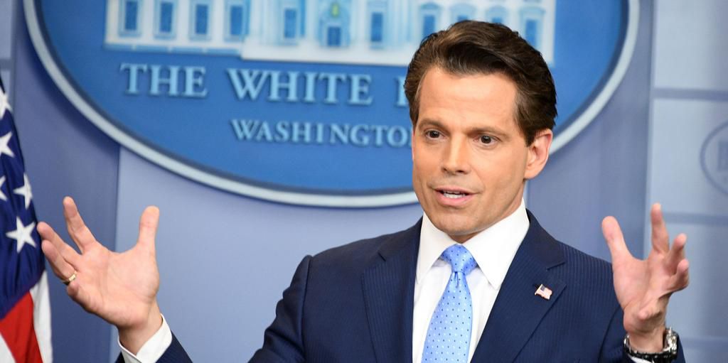 Anthony Scaramucci speaks to reporters during his brief tenure as White House communications director in 2017.