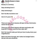 “Beauty is a currency; it’ll open doors for you that brains can’t, use it” – Female author advises