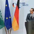 At a press conference with German Foreign Minister Heiko Maas (R), his Saudi counterpart Prince Faisal bin Farhan Al-Saud renewed criticism of Israeli policy on the Palestinians