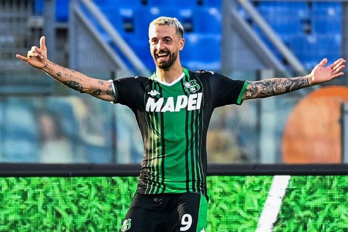Francesco Caputo, seen here celebrating after scoring against Lazio in July, has three goals three matches into the new season