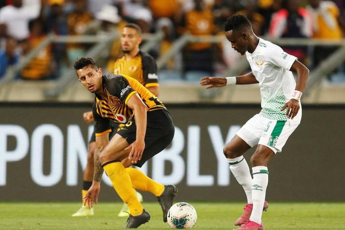 A foul on Bloemfontein Celtic midfielder Lucky Baloyi (R) resulted in Baroka defender Ananias Gebhardt being sent off Saturday in a South African FA Cup semi-final