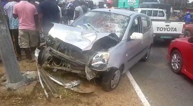 The car that collided with the motorbike