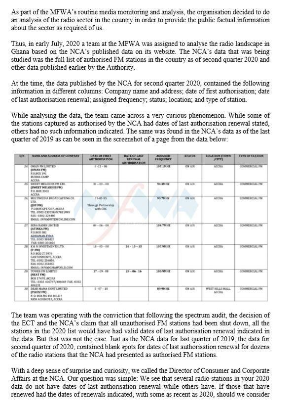 Media Foundation for West Africa accuses NCA of bias and abuse of the Right To Information Law
