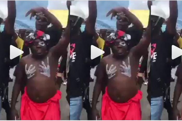 “End SWAT in Jesus’ name” – Nigerian fetish priest chants as he leads protest