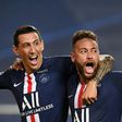 Angel Di Maria celebrates with Neymar after scoring PSG's second goal in their 3-0 win over RB Leipzig in Tuesday's Champions League semi-final in Lisbon