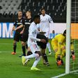Casemiro (L) scores an injuury-time equaliser for Real Madrid away to Borussia Moenchengladbach