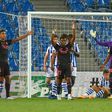 Real Madrid players appeal in vain for a penalty against Real Sociedad