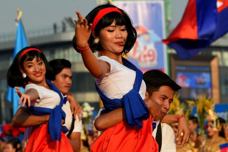 Dancers perform during a ceremony marking the 41st anniversary of the fall of the Khmer Rouge regime in Phnom Penh in January 2020
