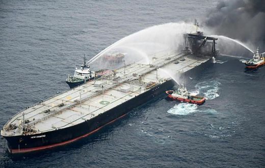 A blaze on the oil tanker New Diamond was finally brought under control on Wednesday, the Sri Lankan navy said
