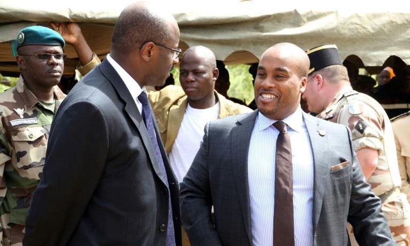 File picture from 2014 of Karim Keita, right, talking to Malian former premier Oumar Tatam Ly