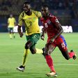 Peter Shalulile (R) playing for Namibia against South Africa during the 2019 Africa Cup of Nations in Egypt.