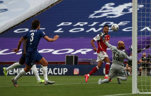 Match winner: Pierre-Emerick Aubameyang scored twice to win his first trophy as Arsenal captain