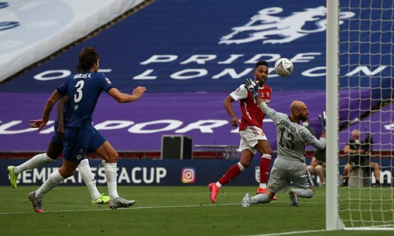 Match winner: Pierre-Emerick Aubameyang scored twice to win his first trophy as Arsenal captain