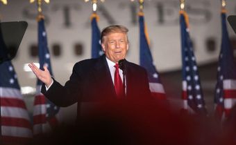 President Donald Trump speaks to supporters during a rally at Central Wisconsin Airport on September 17, 2020 in Mosinee, Wisconsin.