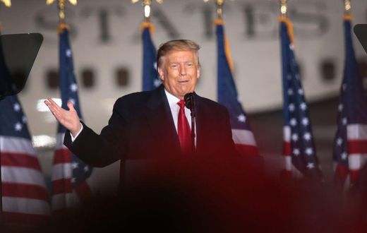 President Donald Trump speaks to supporters during a rally at Central Wisconsin Airport on September 17, 2020 in Mosinee, Wisconsin.