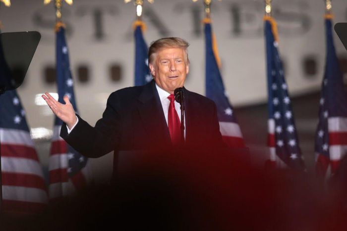 President Donald Trump speaks to supporters during a rally at Central Wisconsin Airport on September 17, 2020 in Mosinee, Wisconsin.