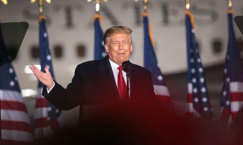 President Donald Trump speaks to supporters during a rally at Central Wisconsin Airport on September 17, 2020 in Mosinee, Wisconsin.