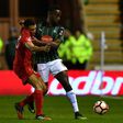 Plymouth Argyle striker Jordan Slew is tackled by Trent Alexander-Arnold in an FA cup match in 2017 - Plymouth have raised the money to commemorate Jack Leslie, a black player from the 1920s