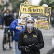 A woman promotes a sandwich restaurant in downtown Lima mandatory national quarantine due to the COVID-19 coronavirus pandemic