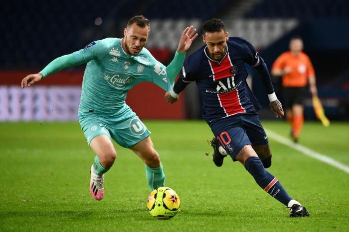 Neymar scored twice in PSG's 6-1 demolition of Angers in Ligue 1 on Friday