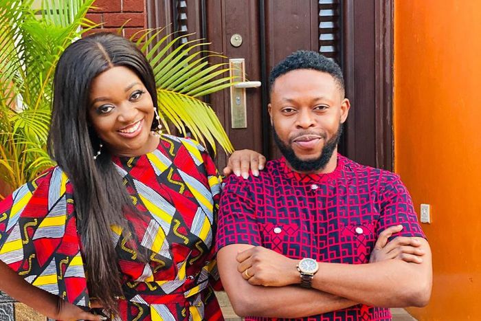 Kalybos and Jackie Appiah on set