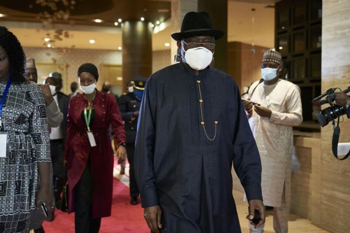 Mediator: Former Nigerian president Goodluck Jonathan, pictured in Bamako during a contact mission on July 23