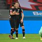 Algerian Ramy Bensebaini (R) shows his disappointment after Borussia Moenchengladbach lost to Bayer Leverkusen