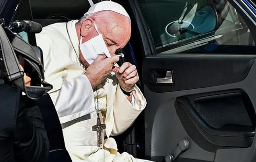 Before Wednesday, the pope had never appeared in public wearing a mask and had continued to receive some visitors in the Apostolic Palace