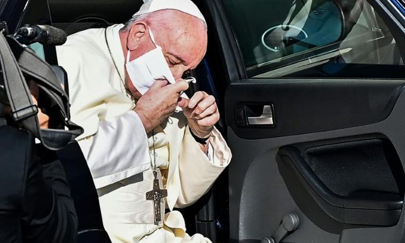 Before Wednesday, the pope had never appeared in public wearing a mask and had continued to receive some visitors in the Apostolic Palace